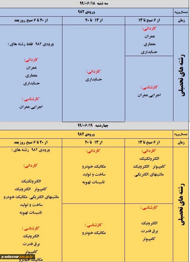 اطلاعیه مهم در خصوص بازه انتخاب واحد 991 4