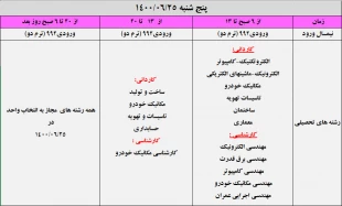 جدول زمان بندی انتخاب واحد نیمسال اول سال 1401-1400 8
