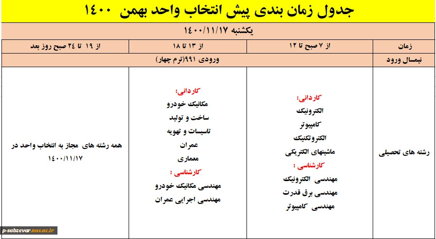 اطلاعیه شماره یک انتخاب واحد  3