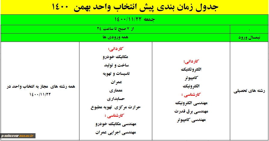 اطلاعیه شماره یک انتخاب واحد  8