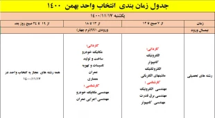 اطلاعیه شماره یک انتخاب واحد (ملزومات و جدول زمانبندی انتخاب  واحد بهمن 1400) 2