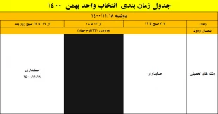 اطلاعیه شماره یک انتخاب واحد (ملزومات و جدول زمانبندی انتخاب  واحد بهمن 1400) 2