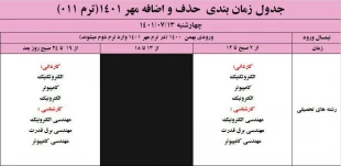 جدول زمان بندی حذف و اضافه در نیمسال اول (مهر ماه 1401) 6