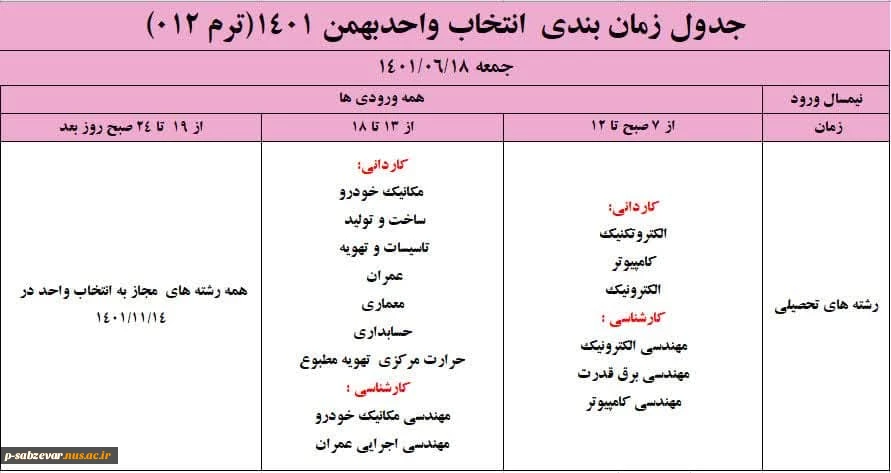 اطلاعیه مهم انتخاب واحد نیمسسال دوم سال تحصیلی 1402-1401 2